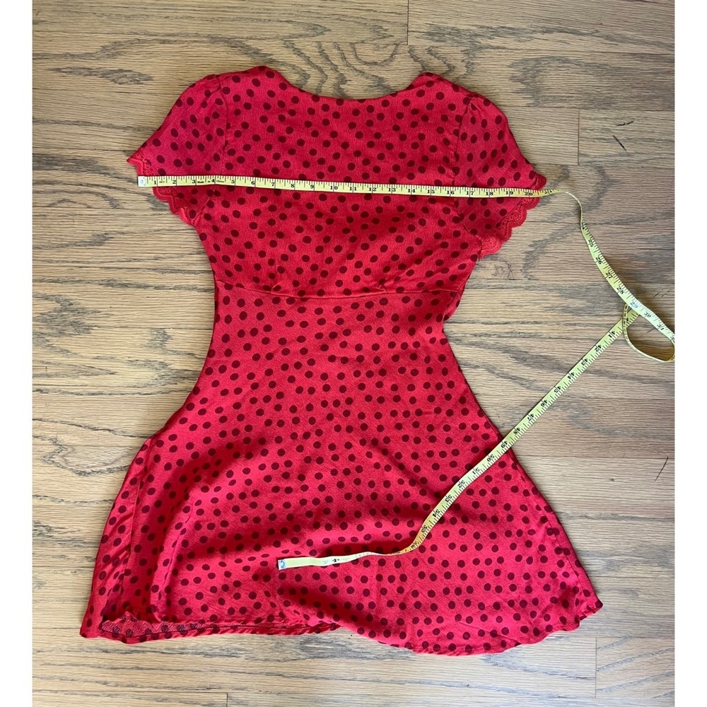 Kimchi Blue Red Polka Dot Milkmaid Mini Dress Short Sleeve OB2144183 Small - Picture 10 of 15